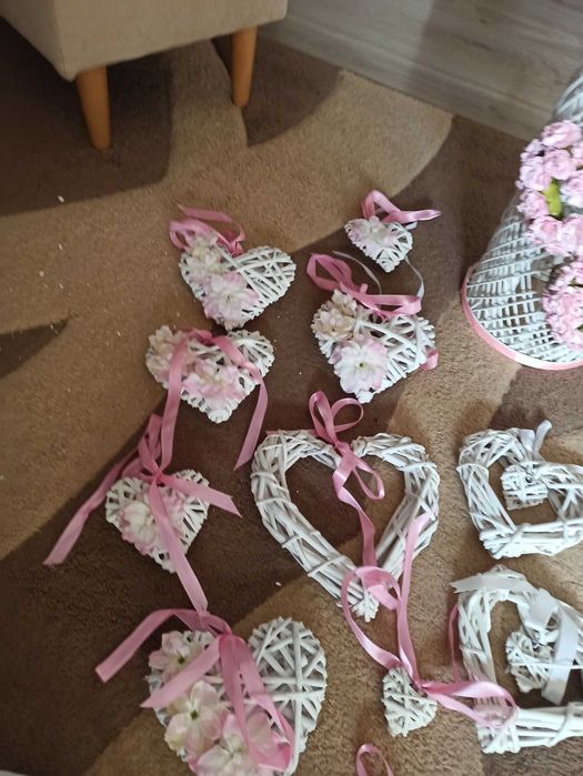 Lampion i serduszka, zestaw ozdób na chrzest lub komunię
