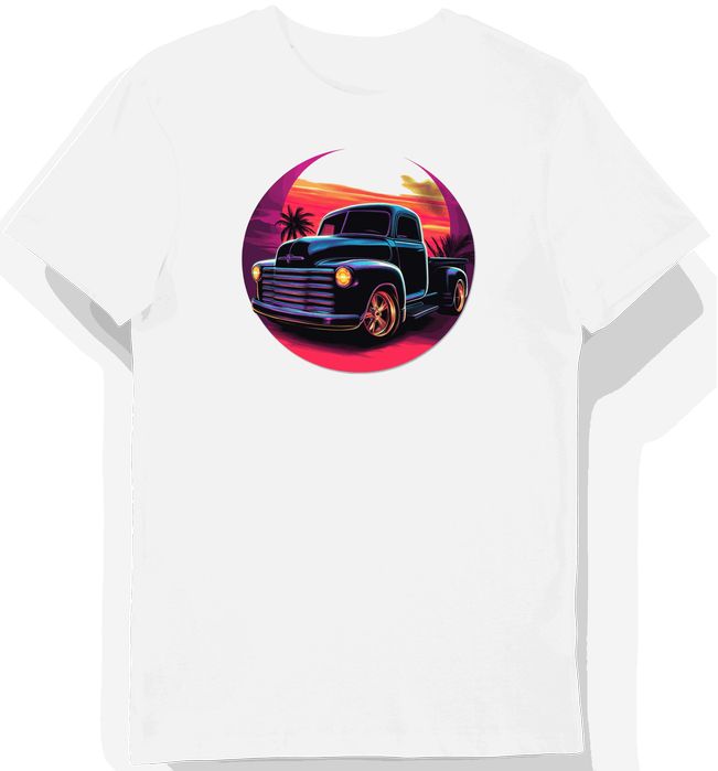 Koszulka męska biała z motywem świecącej taksówki XXL