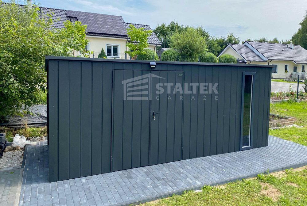 Domek ogrodowy 5,5x2m wiata 0,5m brama okno dach spad w tył ST199