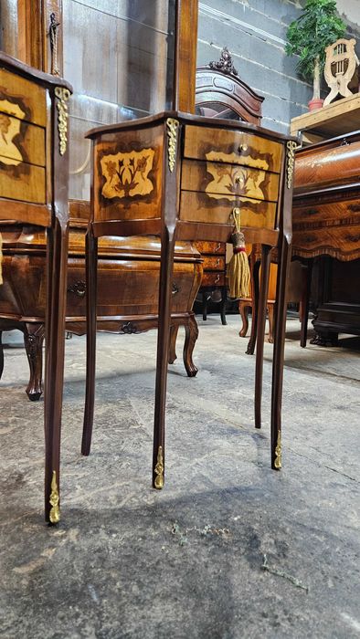 Piękna Szafka Komplet Intarsja Ciekawa forma Aukcja 2 szt .