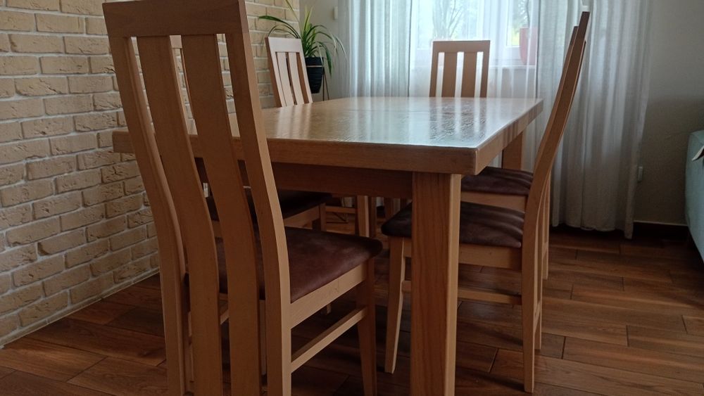 Stół 100/180(250) i 10 krzeseł