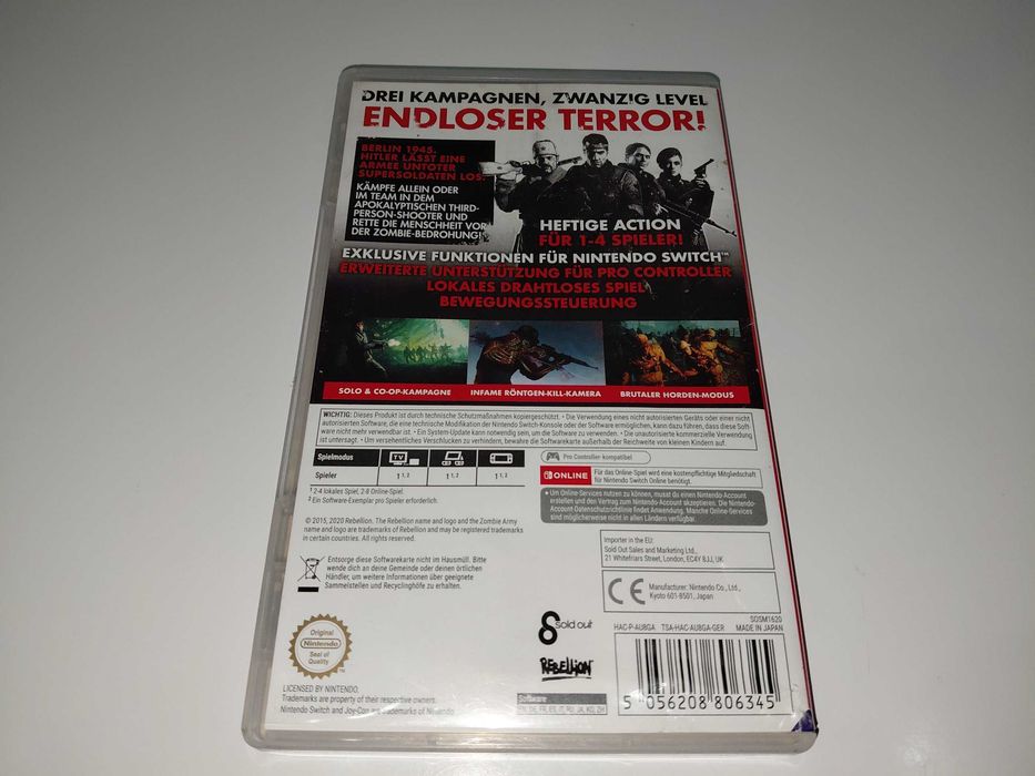 switch ZOMBIE ARMY TRILOGY strzelanka 2 wojna i zombiaki kardridż