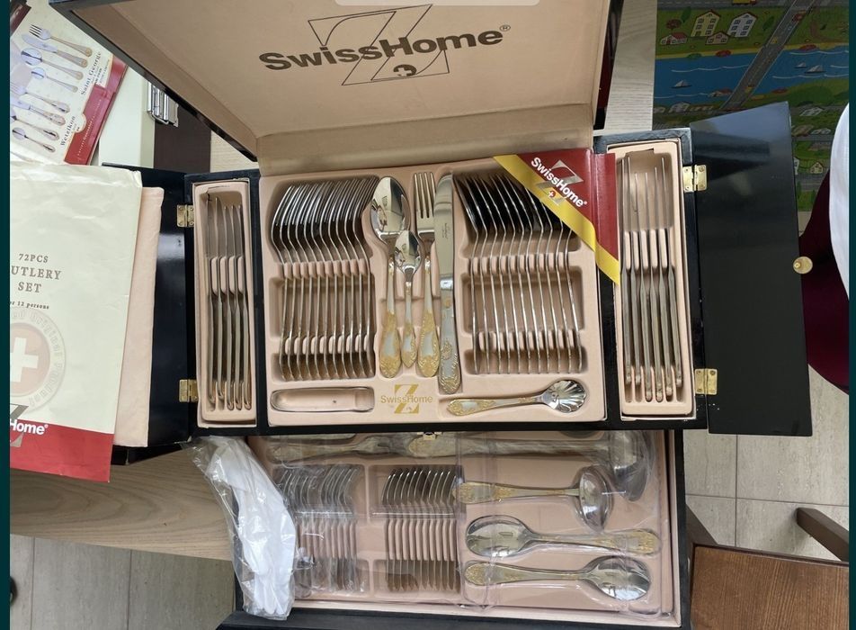 Набор столовых приборов SWISS HOME, 72ед, позолота 24к(Zepter)