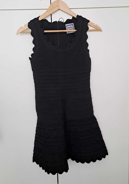 Sukienka czarna koktajlowa HERVE LEGER