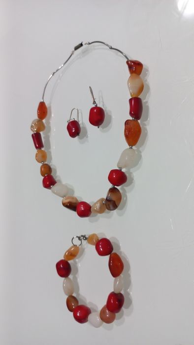 Komplet biżuterii naturalne kamienie