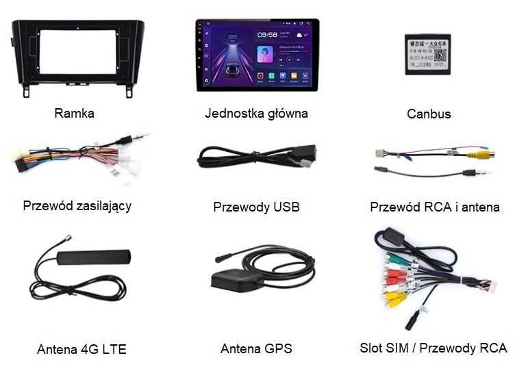 Radio 2din Android Qashqai J11 6GB, Nawigacja, Bluetooth, DSP, Raty