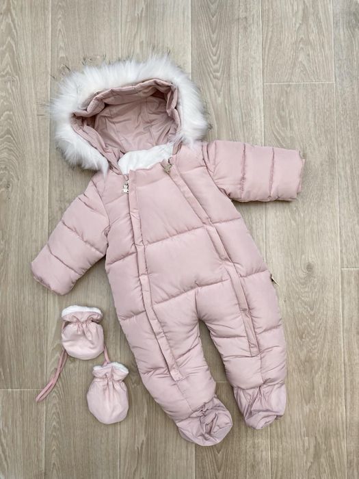 Дитячий зимовий  суцільний комбінезон на дівчинку 62-82