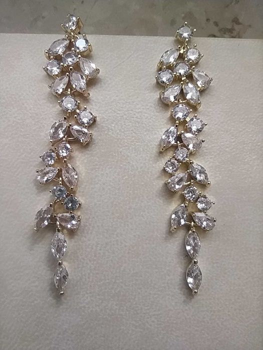 Kolczyki ślubne z kryształkami złote