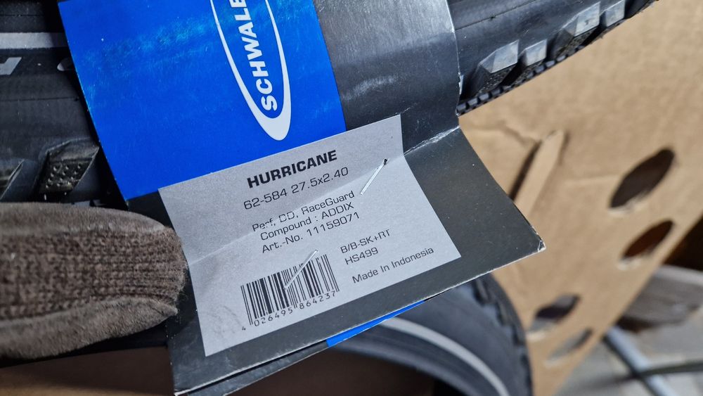 Dwie nowe opony Schwalbe Hurricane 27.5 x 2.4 addix raceguard
