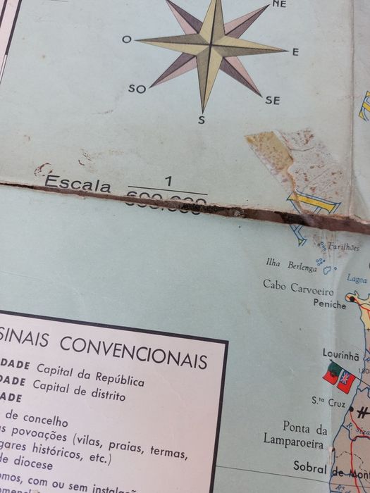 Mapa carta de Portugal, de 1965 escala 1/600, de Manuel Pinto Sousa