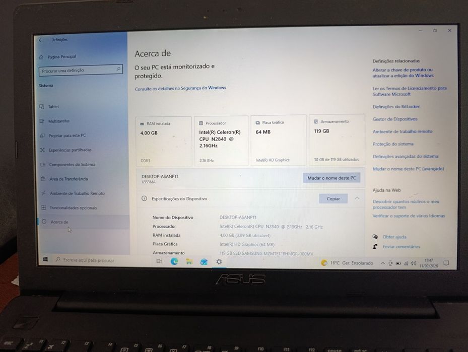 Portátil ASUS para peças