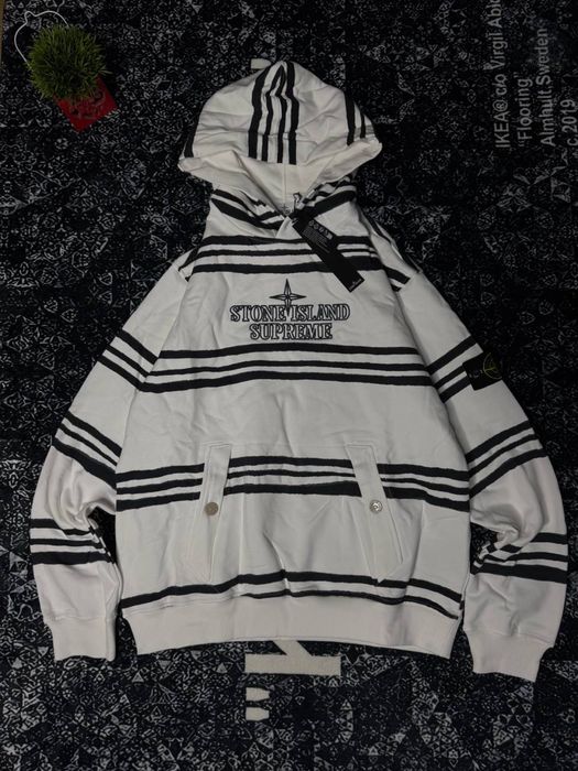 Кофта Stone Island x Supreme  Warp Stripe Sweatshirt / Худі Стон Супри