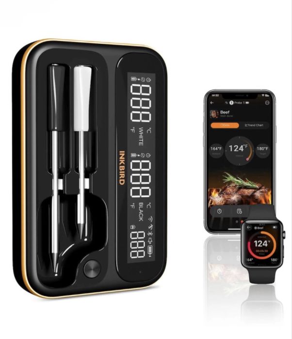 Бездротовий BBQ термометр Inkbird INT-12-BW (Wi-Fi 5G + Bluetooth 5.4) — 2 щупи