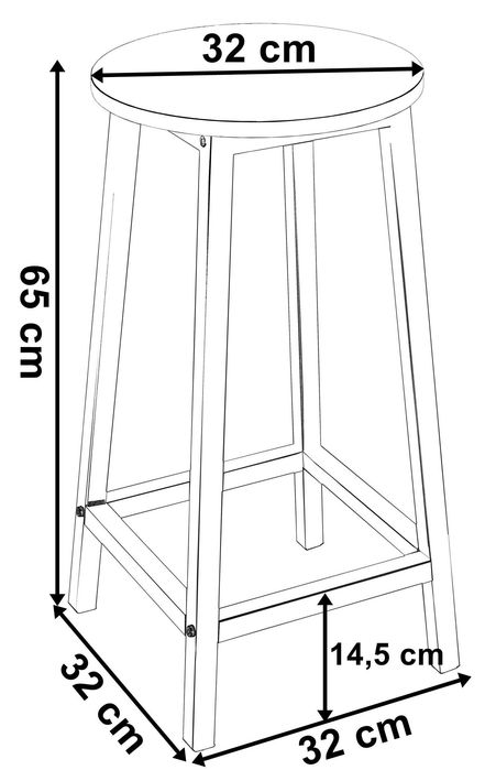 Hoker taboret metalowy FLINT MODERN OAK 65 cm