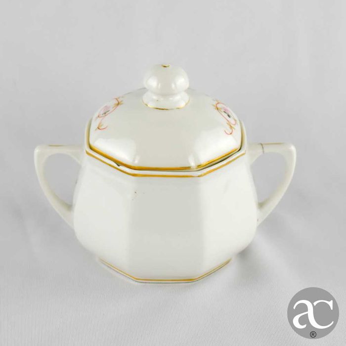 Açucareiro em porcelana Vista Alegre, com dourado