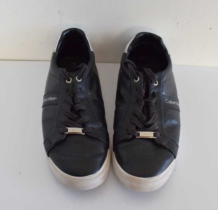 CalvinKlein sneakersy czarne  Low Pro Lace Up monogram ck 41 skórzane