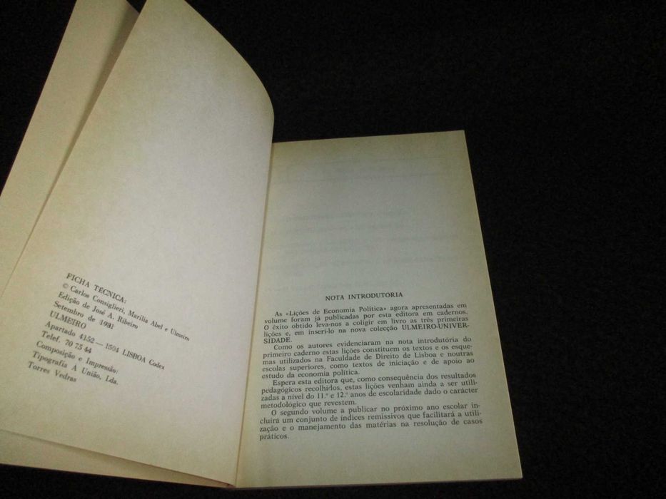 Livro Lições de Economia Política Carlos Consiglieri e Marília Abel