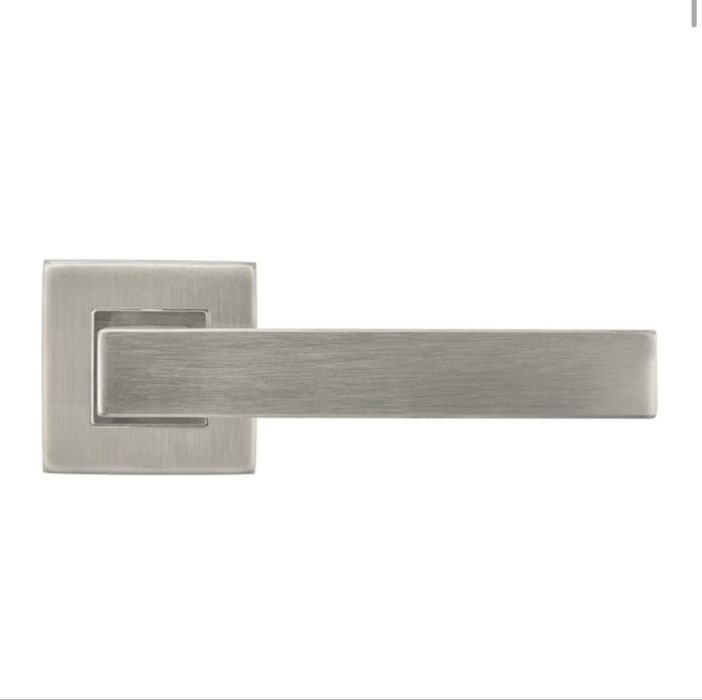 Klamka (x 3) drzwiowa Metalbud Topaz kwadratowy szyld stal nierdzewna - trzy sztuki + zamek WC