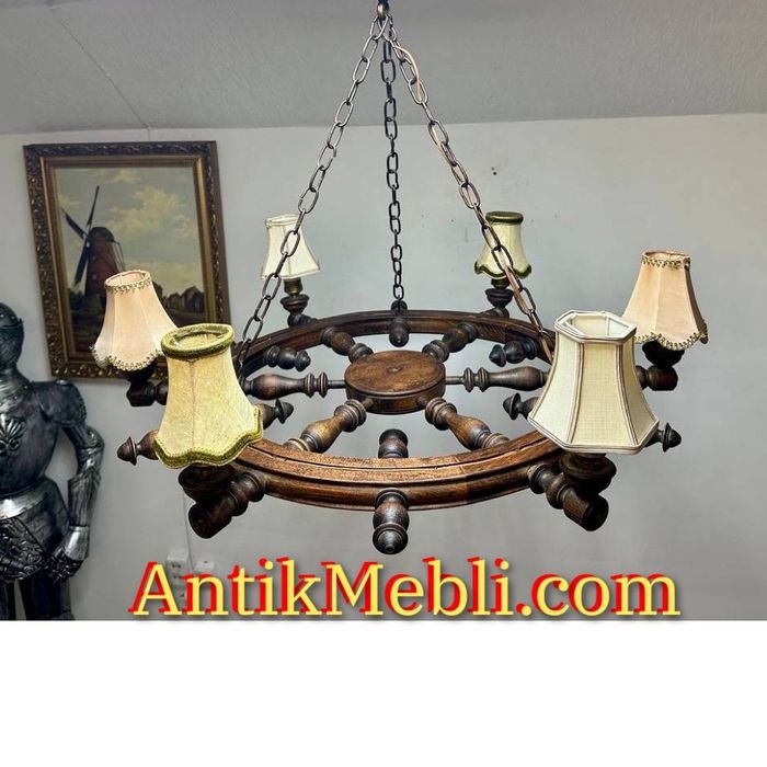 Люстра підвісна дерево світильник дуб на 6 ламп 7554