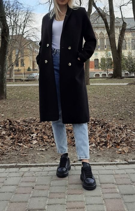 Пальто жіноче чорне S осінь-весна