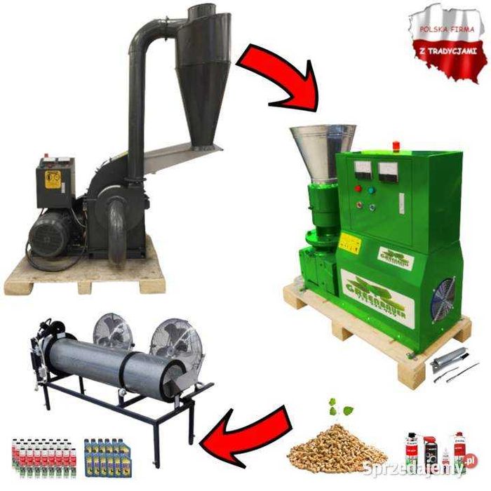 Linia do Peletu optymalny Eko zestaw Pasza Granulat Peleciarka 11 Młyn