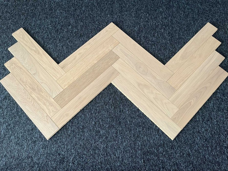 Jodełka klasyczna dębowa 11x120x600 White Biały Olej - Select