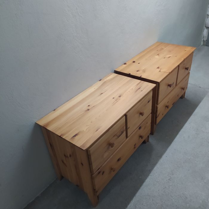 Zestaw, 2 x komoda drewniana 3 szuflady, sosna