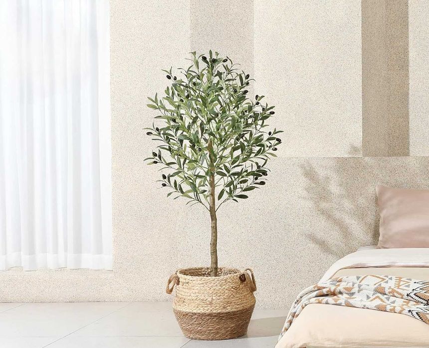 CROSOFMI Zestaw Sztuczne Drzewo Oliwne Oliwkowe 120 cm 2 sztuki