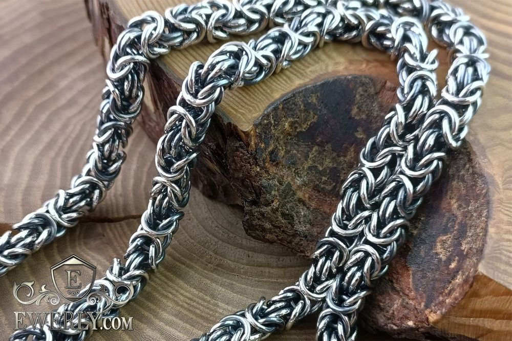 Серебряная цепочка Мальвина с головами драконов. Срібний ланцюг Візант