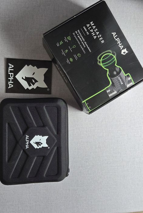 Pistolet do masażu Alpha AMG-02  Karbon 30 prędkości Etui + Zestaw końcówek  Stan idealny