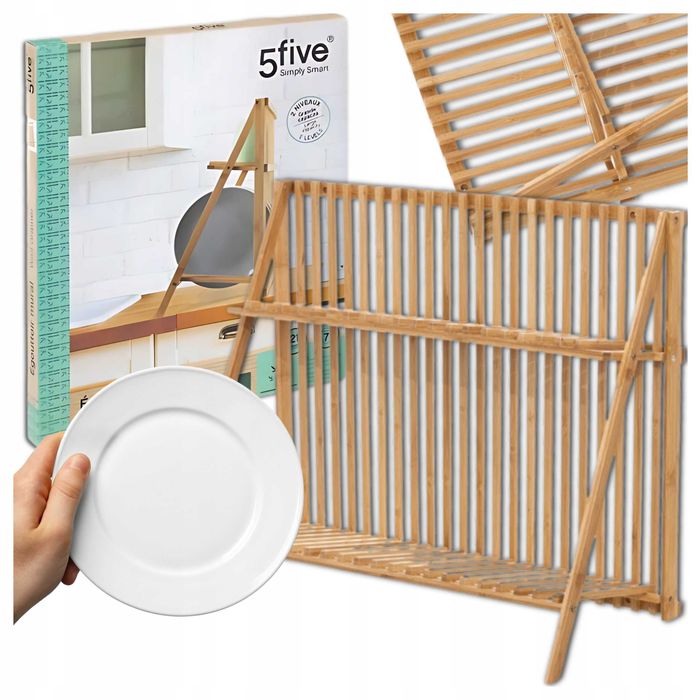 Bambusowa suszarka na naczynia 5five Simply Smart – 2-poziomowa