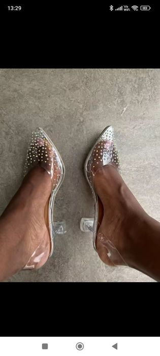 Hit Fashion czółenka silicon przejrzyste obcas szpilki 7 cm transparen