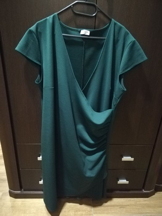 Butelkowa zieleń sukienka 46/48 KARKO może być do karmienia