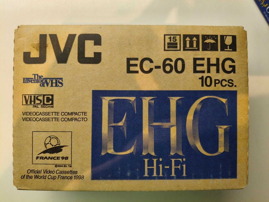 Cassetes JVC 10x EC-60 EHG VHS-C. Filme não utilizado Nova caixa