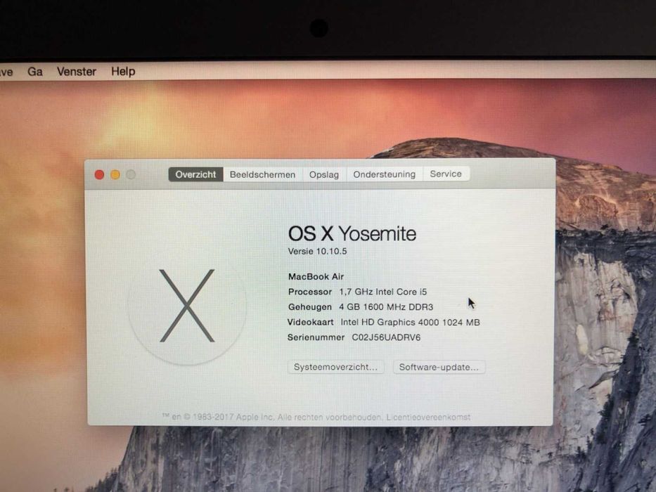 Ноутбук MacBook Air A1465 11" 2012/ i5/ 4 Gb /64 гб SSD/3,5 години