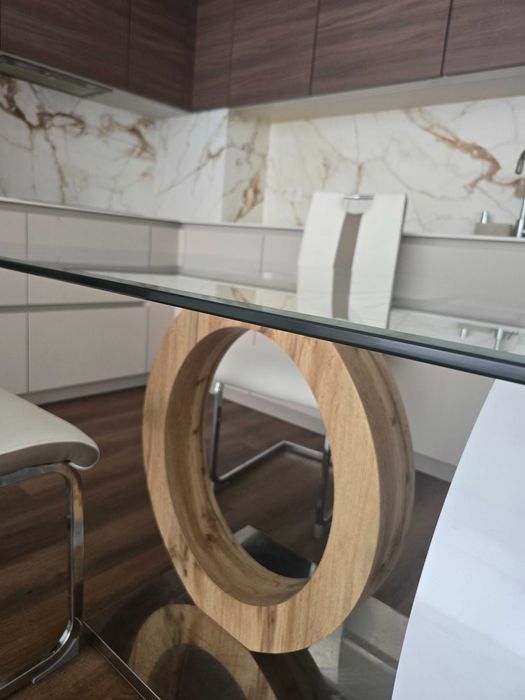 Mesa de Jantar Moderna em Vidro Temperado + 4 Cadeiras
