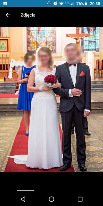 Suknia ślubna 38/40 - koronka kryształki śmietanowa kremowa