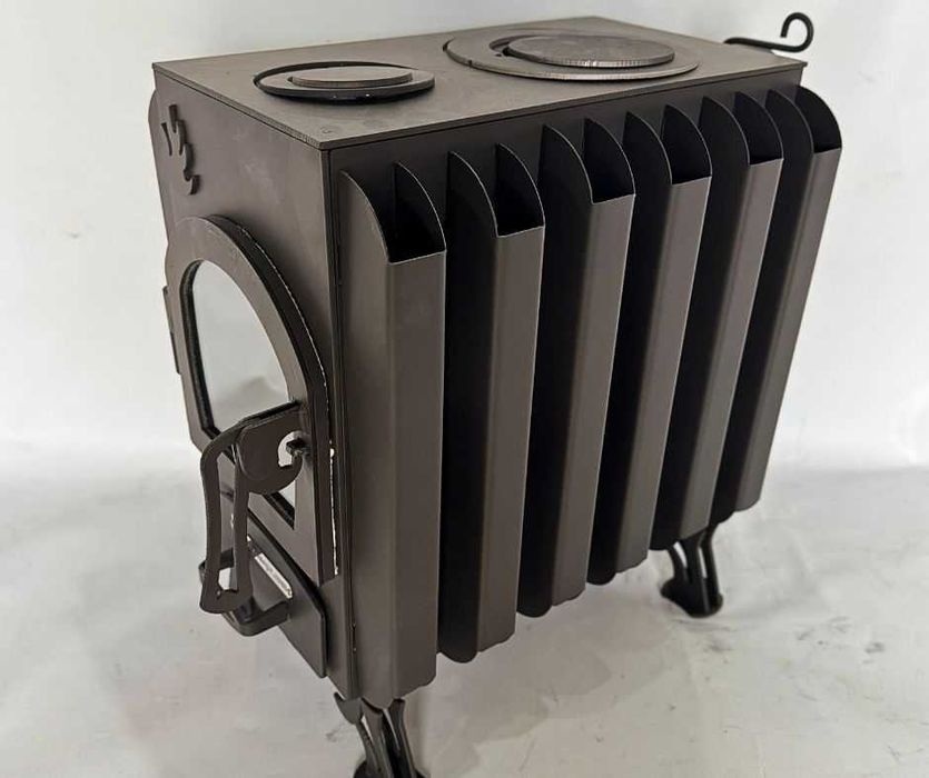 Піч буржуйка / булер'ян "Батарея" зі склом, тривалого горіння, 4мм