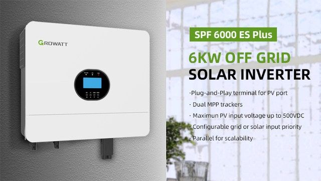 Гибридний інвертор Growatt SPF 6000 ES plus 6кВт 6000W преоброзеватель