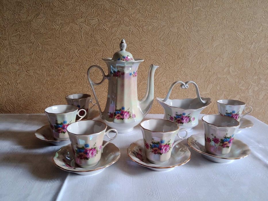 Фарфоровый сервиз кофейный на 6 персон. Коростенский фарфоровый завод