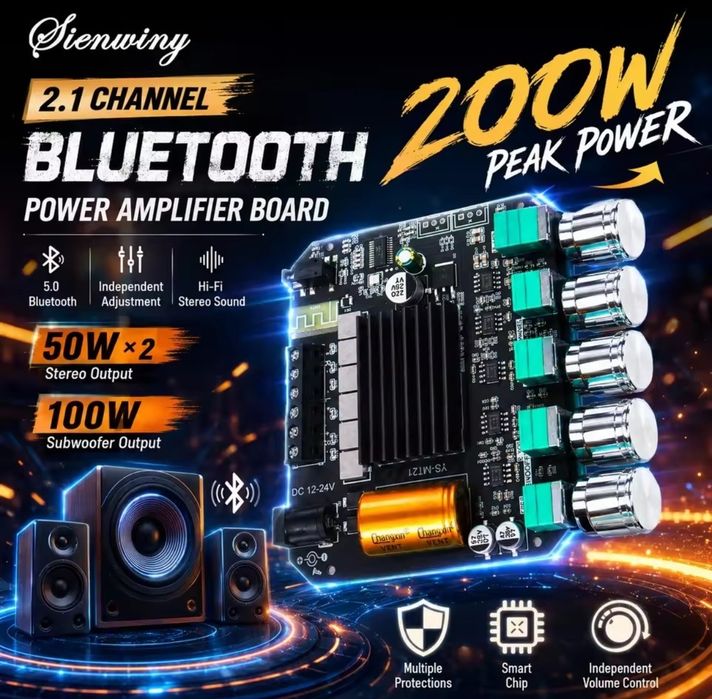 Wzmacniacz 2x50W + 1x100W subwoofer