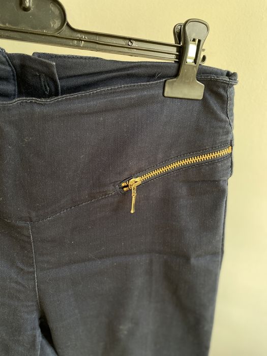 Granatowe spodnie rurki z ozdobnymi suwakami vero moda S M slim
