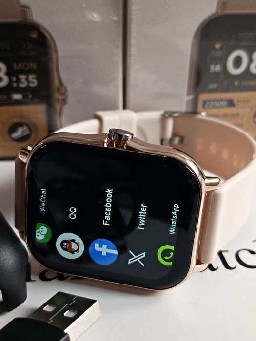 Złoty damski Smart watch z funkcją odbierania i wykonywania połączeń