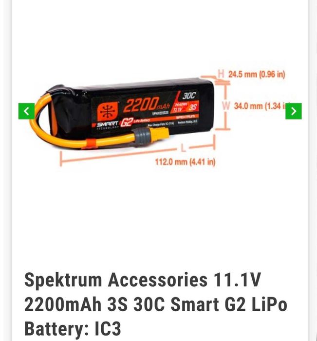 Bateria lipo 2200mA 11v 3S 30C
