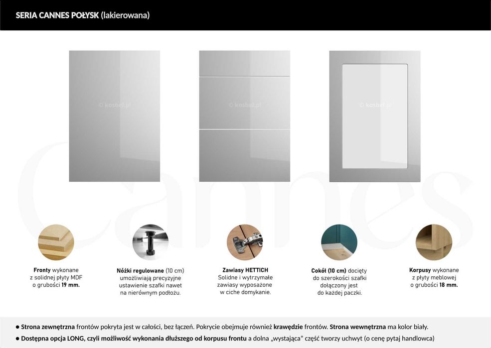 PG LAKIER Kuchnia CANNES meble szafki kuchenne połysk TRANSPORT wycena