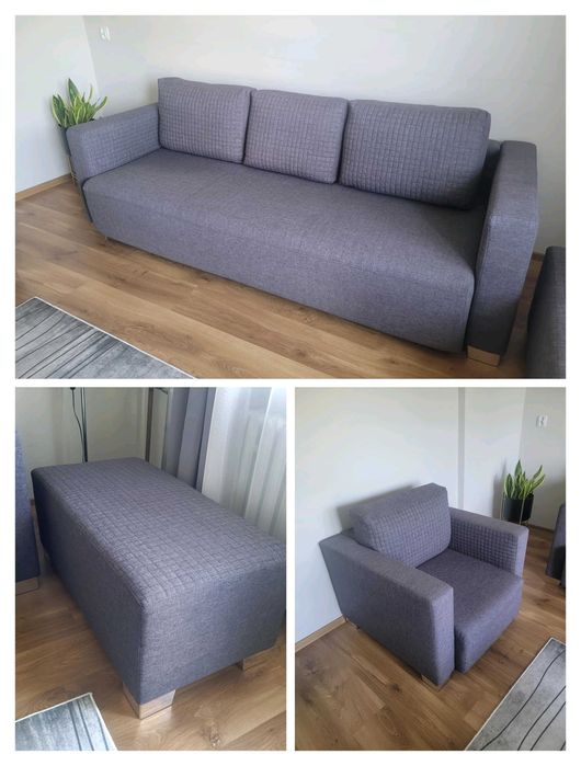 Kanapa z funkcją spania + fotel + siedzisko