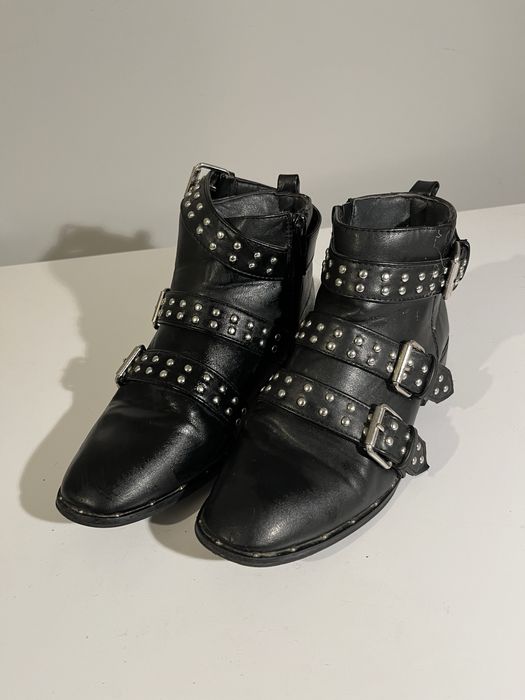 Skórzane damskie botki czarne rozmiar 39, eleganckie, Poznań
