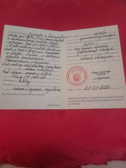 Naszyjnik złoty z diamentami i rubinami