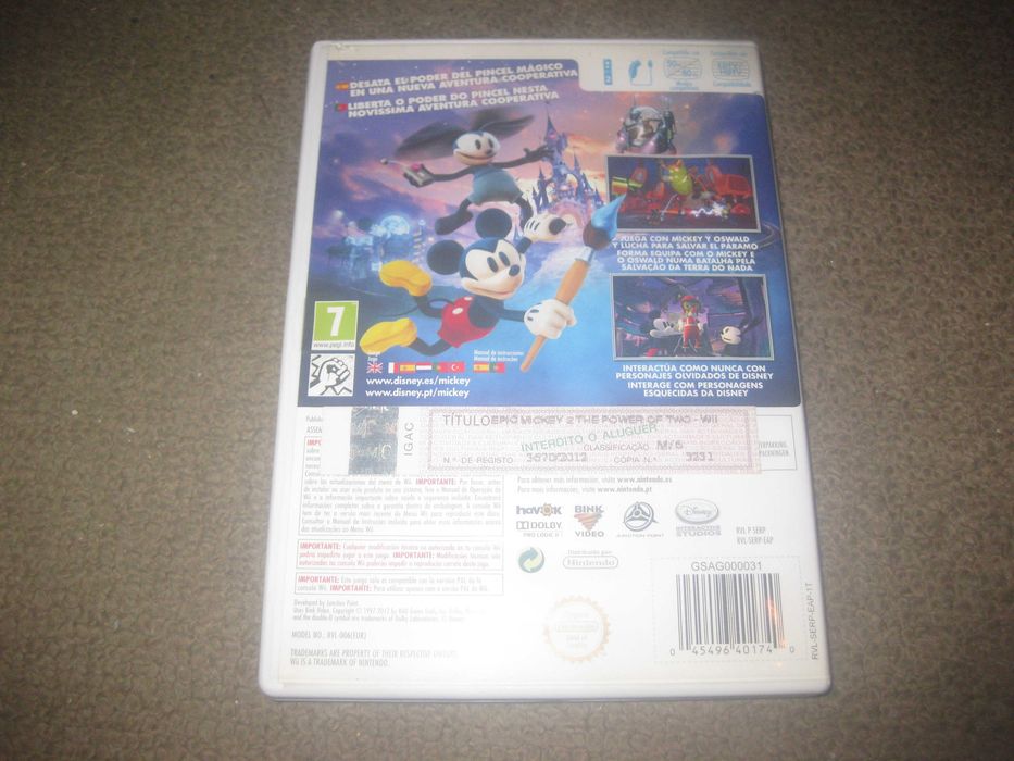 Jogo "Disney Epic Mickey 2: The Power Of Two" para a Nintendo Wii/Completo!