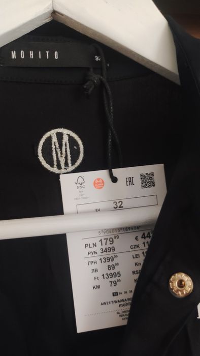 Sukienka nowa xxs mohito czarna MIDI rękaw